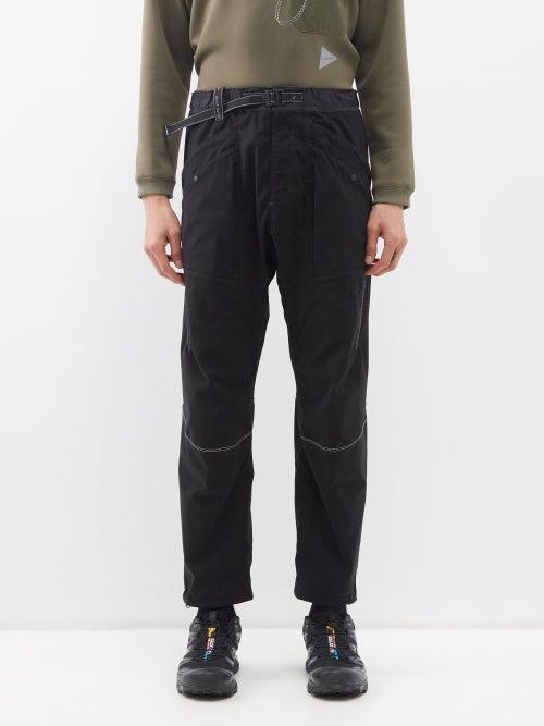 And Wander - Belted Reflective-stitch Trousers - Mens - Black