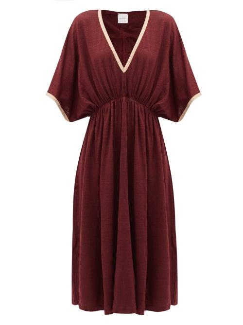 Matchesfashion.com Max Mara Beachwear - Vetro Midi Dress - Womens - Burgundy