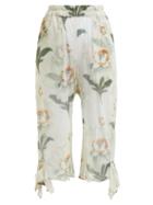 Matchesfashion.com By Walid - Yayoi Floral Print Cotton Tulle Cropped Trousers - Womens - Ivory Multi