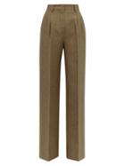 Matchesfashion.com Fendi - Straight Leg Side Stripe Wool & Silk Trousers - Womens - Brown Multi