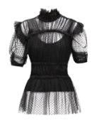 Matchesfashion.com Romance Was Born - Frolic Ruched Polka-dot Tulle Top - Womens - Black