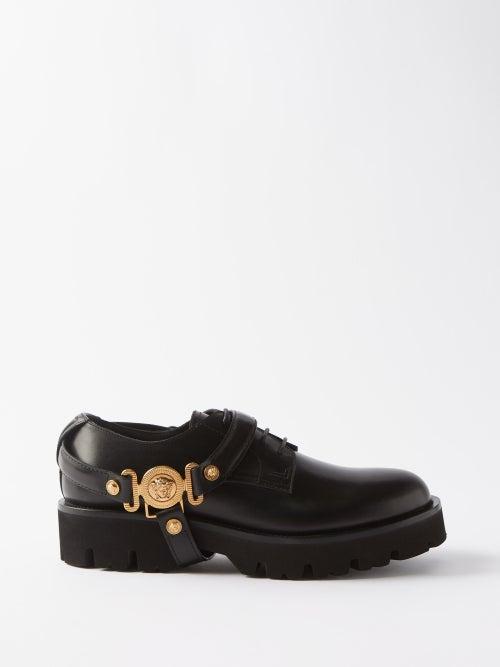 Versace - Medusa Head-plaque Leather Derby Shoes - Mens - Black