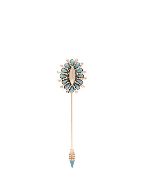 Matchesfashion.com Etro - Embellished Pin Brooch - Womens - Blue