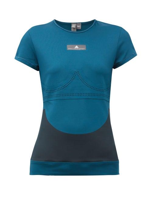 Matchesfashion.com Adidas By Stella Mccartney - Fitsense+ Mesh Performance T Shirt - Womens - Blue