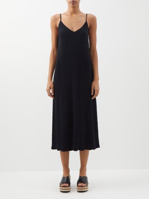 Joseph - Crinkled-cotton Camisole Midi Dress - Womens - Black