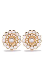 Alessandra Rich - Crystal And Faux-pearl Clip Earrings - Womens - Multi