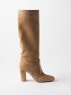 Gianvito Rossi - Glen 85 Slouched Suede Knee Boots - Womens - Beige