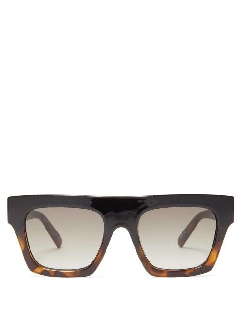Matchesfashion.com Le Specs - Subdimension Flat-top Acetate Sunglasses - Womens - Brown