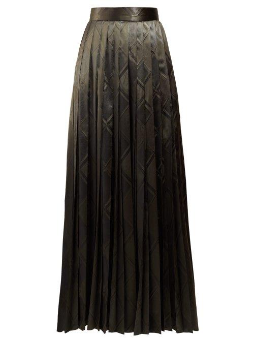 Matchesfashion.com The Row - Essa Pleated Silk Jacquard Skirt - Womens - Mid Green