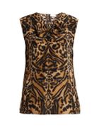 Matchesfashion.com Raey - Knot Front Tiger Print Silk Top - Womens - Brown Multi