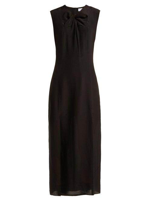 Matchesfashion.com Raey - Knot Front Silk Dress - Womens - Black