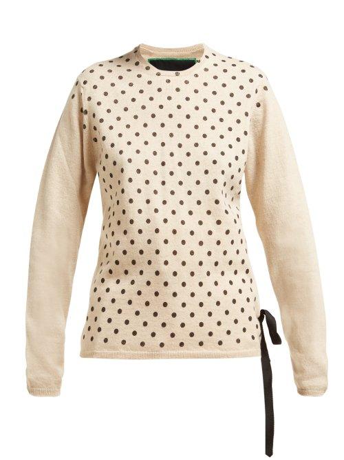 Matchesfashion.com La Fetiche - Mimi Polka Dot Cashmere Sweater - Womens - Camel