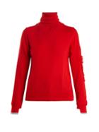 Matchesfashion.com Barrie - Thistle Roll Neck Contrast Panel Cashmere Sweater - Womens - Red Multi