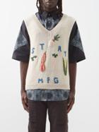 Story Mfg. - Party Vegetable-embroidered Organic-cotton Vest - Mens - White Multi
