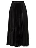 Matchesfashion.com Givenchy - Inverted-pleat Satin Midi Skirt - Womens - Black