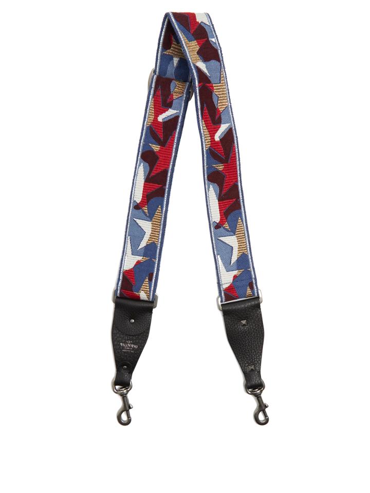 Valentino Camustars Embroidered Cotton Bag Strap