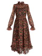 Dolce & Gabbana Rose-print Ruffle-trimmed Chiffon Dress