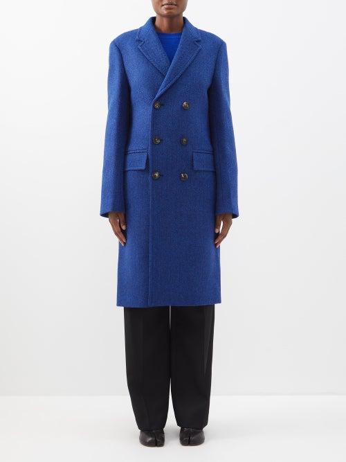 Petar Petrov - Mattis Double-breasted Herringbone Coat - Womens - Dark Blue