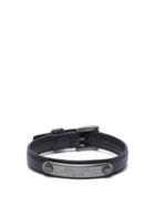 Matchesfashion.com Prada - Logo Plaque Saffiano Leather Bracelet - Mens - Black