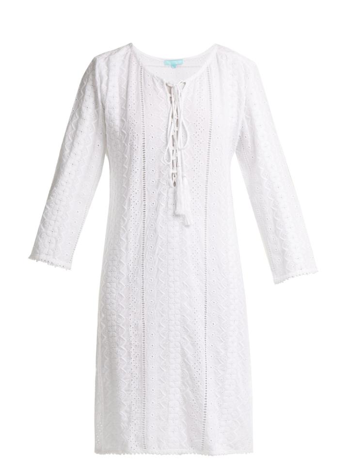 Melissa Odabash Bella Lace-up Broderie-anglaise Dress