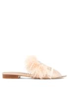 Matchesfashion.com Malone Souliers - Marina Feathered-embellished Satin Slides - Womens - Gold