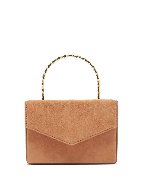 Ladies Bags Amina Muaddi - Pernille Crystal-handle Mini Suede Box Bag - Womens - Nude Multi