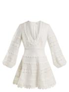 Matchesfashion.com Zimmermann - Castile Crochet Trimmed Linen Dress - Womens - Ivory