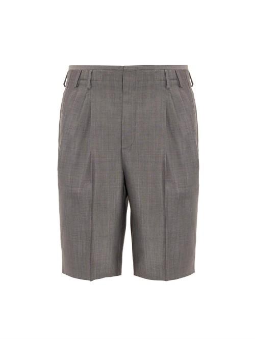 Balenciaga Micro-check Tailored Wool-blend Shorts