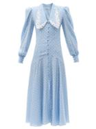 Matchesfashion.com Alessandra Rich - Dropped-waist Polka-dot Silk Dress - Womens - Blue White