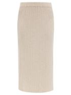 Matchesfashion.com Allude - Ribbed-knit Cashmere Midi Skirt - Womens - Beige