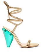Matchesfashion.com Gianvito Rossi - Palace 105 Cone Heel Metallic Leather Sandals - Womens - Gold