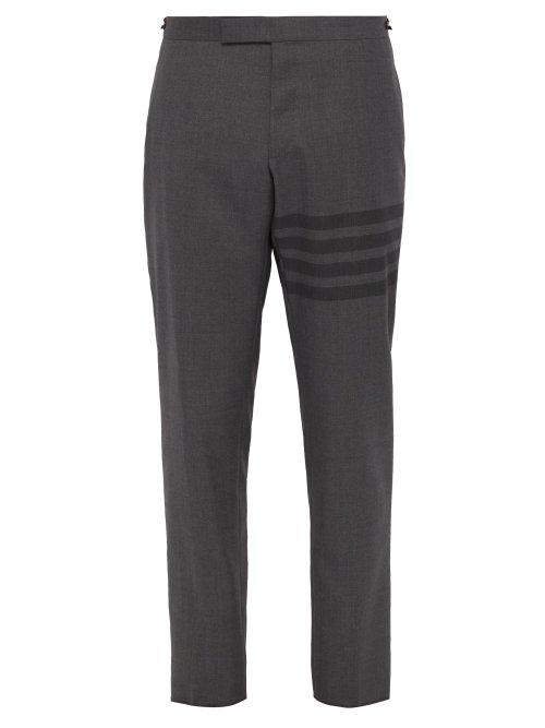 Matchesfashion.com Thom Browne - Striped Wool Blend Trousers - Mens - Grey
