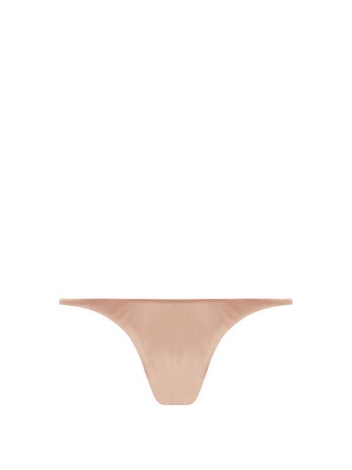 Matchesfashion.com Isa Boulder - Forward High-leg Satin-effect Jersey Bikini Briefs - Womens - Light Brown