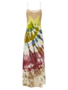 Matchesfashion.com Gabriela Hearst - Adolphine Lace-trimmed Tie-dye Cashmere Slip Dress - Womens - Green Multi