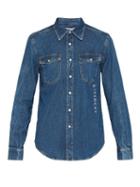 Matchesfashion.com Givenchy - Logo Embroidered Denim Shirt - Mens - Blue