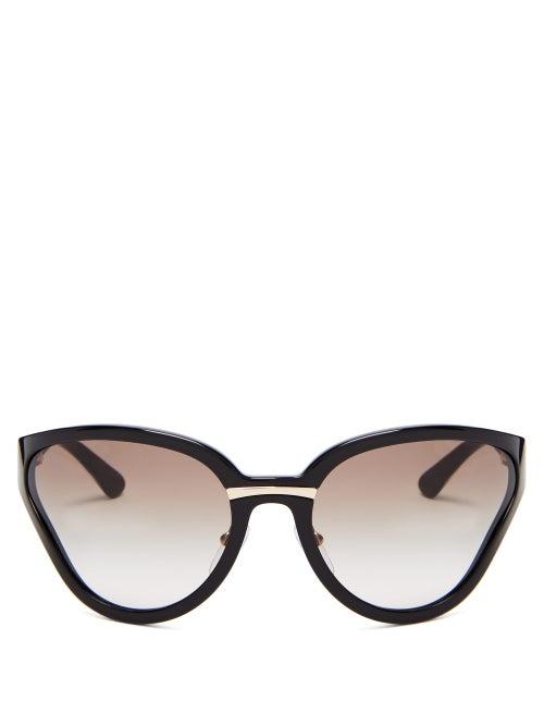 Matchesfashion.com Prada Eyewear - Logo Print Butterfly Acetate Sunglasses - Womens - Black