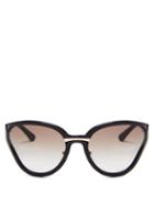 Matchesfashion.com Prada Eyewear - Logo Print Butterfly Acetate Sunglasses - Womens - Black