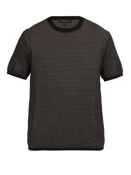 Matchesfashion.com Rag & Bone - Finn Jacquard Knit Cotton Blend T Shirt - Mens - Black