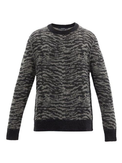 Matchesfashion.com Ksubi - Distorted Zebra-jacquard Sweater - Mens - Black