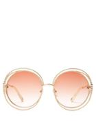 Matchesfashion.com Chlo - Carlina Chain Frame Oversized Round Sunglasses - Womens - Dark Pink