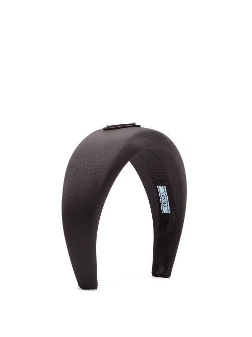 Matchesfashion.com Prada - Logo Plaque Satin Headband - Womens - Black