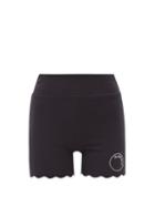 Ladies Activewear Marysia Sport - Bille Jean Scalloped Recycled-fibre Shorts - Womens - Black