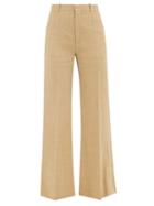 Chlo - High-rise Linen-corduroy Wide-leg Trousers - Womens - Beige