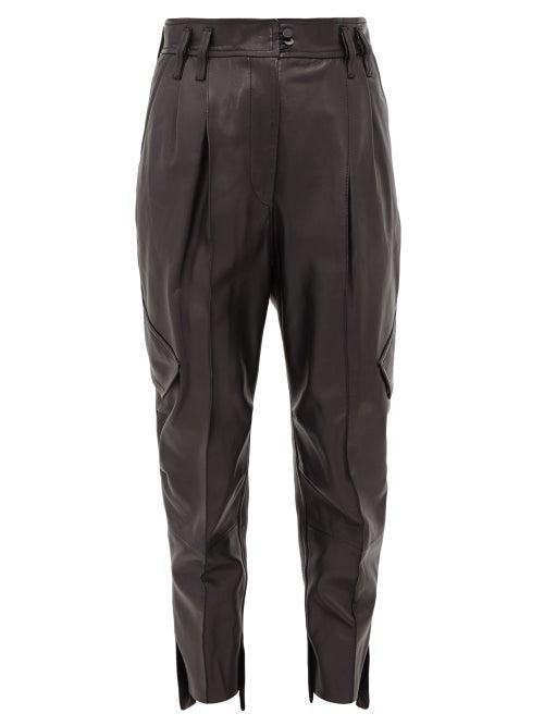 Matchesfashion.com Petar Petrov - Hailey Leather Cargo Trousers - Womens - Black