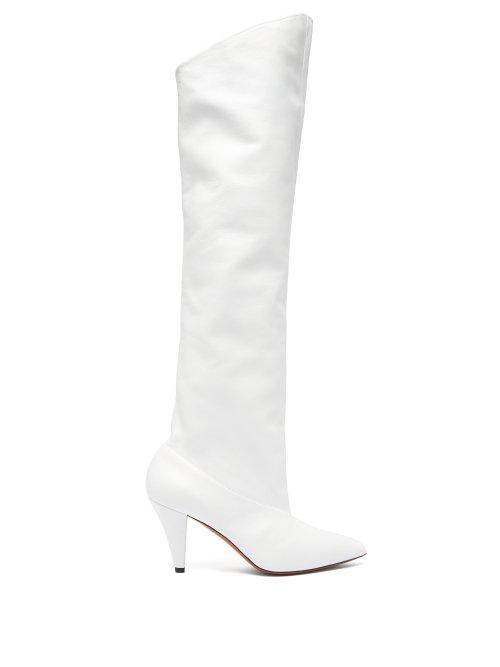 Matchesfashion.com Givenchy - Slouchy Knee High Leather Boots - Womens - White