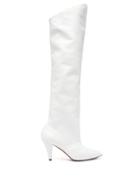 Matchesfashion.com Givenchy - Slouchy Knee High Leather Boots - Womens - White