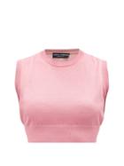 Dolce & Gabbana - Sleevless Silk Cropped Top - Womens - Pink