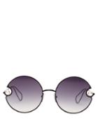 Matchesfashion.com Christopher Kane - Rounded Metal And Faux Pearl Sunglasses - Womens - Black