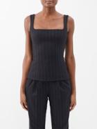 Emilia Wickstead - Sandrilene Pinstriped Wool-blend Top - Womens - Black