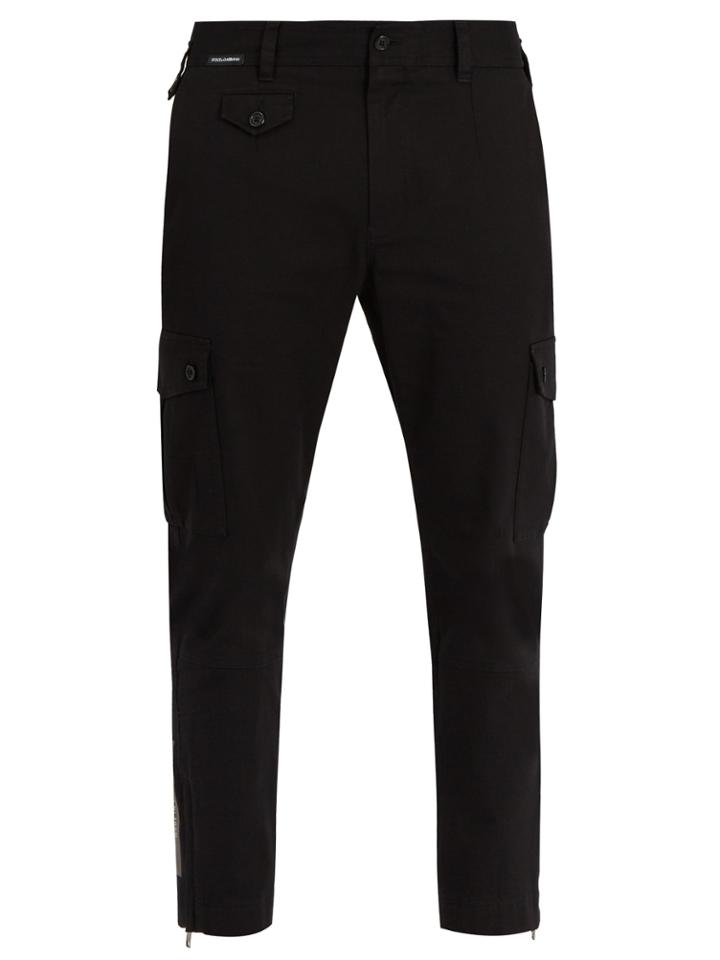 Dolce & Gabbana Logo-patch Cropped Stretch-cotton Trousers